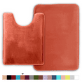 thumbnail image 1 of ComfiTime 2 Piece Bathroom Rugs Set – Thick Memory Foam, Non-Slip Bath Mat, Soft Plush Velvet Top, Ultra Absorbent, Small, Large & Long Rugs for Bathroom Floor, Coral, 20*32 & Contour Rug, 1 of 11
