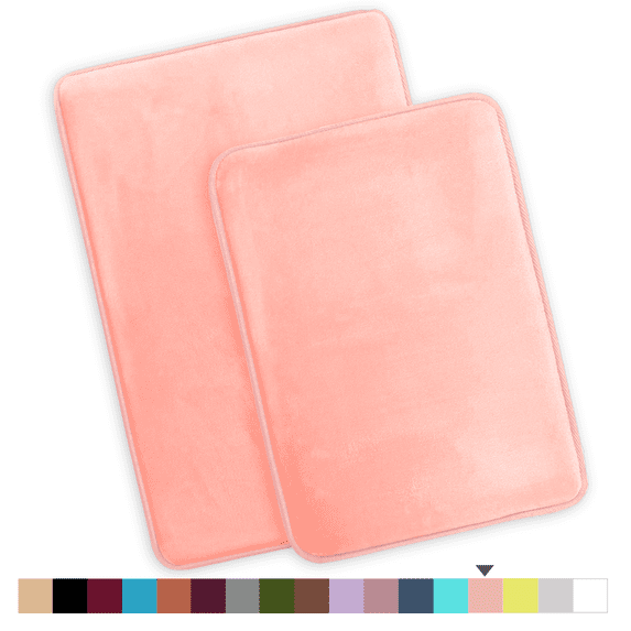 ComfiTime 2 Piece Bathroom Rugs Set – Thick Memory Foam, Non-Slip Bath Mat, Soft Plush Velvet Top, Ultra Absorbent, Small, Large & Long Rugs for Bathroom Floor, Eggplant, 20*32 & 22*42