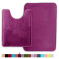 thumbnail image 1 of ComfiTime 2 Piece Bathroom Rugs Set – Thick Memory Foam, Non-Slip Bath Mat, Soft Plush Velvet Top, Ultra Absorbent, Small, Large & Long Rugs for Bathroom Floor, Eggplant, 20*32 & U, 1 of 10