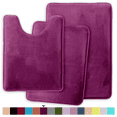 thumbnail image 1 of ComfiTime 2 Piece Bathroom Rugs Set – Thick Memory Foam, Non-Slip Bath Mat, Soft Plush Velvet Top, Ultra Absorbent, Small, Large & Long Rugs for Bathroom Floor, Eggplant, 17*24 & 20*32 & U, 1 of 10