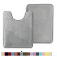 thumbnail image 1 of ComfiTime 2 Piece Bathroom Rugs Set – Thick Memory Foam, Non-Slip Bath Mat, Soft Plush Velvet Top, Ultra Absorbent, Small, Large & Long Rugs for Bathroom Floor, Gray, 17*24 & Contour Rug, 1 of 11