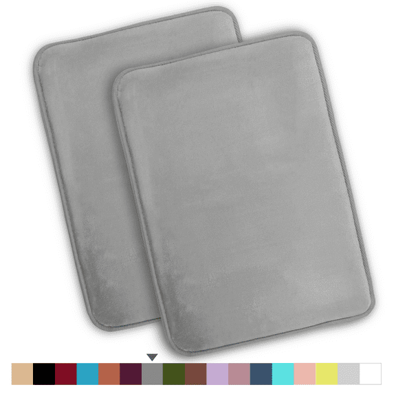 ComfiTime 2 Piece Bathroom Rugs Set – Thick Memory Foam, Non-Slip Bath Mat, Soft Plush Velvet Top, Ultra Absorbent, Small, Large & Long Rugs for Bathroom Floor, Gray, 20*32, 2PCS