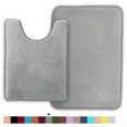 thumbnail image 1 of ComfiTime 2 Piece Bathroom Rugs Set – Thick Memory Foam, Non-Slip Bath Mat, Soft Plush Velvet Top, Ultra Absorbent, Small, Large & Long Rugs for Bathroom Floor, Gray, 20*32 & Contour Rug, 1 of 11