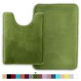 thumbnail image 1 of ComfiTime 2 Piece Bathroom Rugs Set – Thick Memory Foam, Non-Slip Bath Mat, Soft Plush Velvet Top, Ultra Absorbent, Small, Large & Long Rugs for Bathroom Floor, Green, 20*32 & Contour Rug, 1 of 11