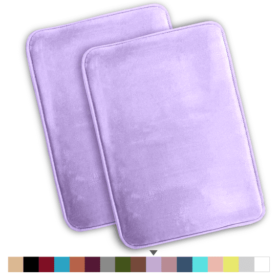 ComfiTime 2 Piece Bathroom Rugs Set – Thick Memory Foam, Non-Slip Bath Mat, Soft Plush Velvet Top, Ultra Absorbent, Small, Large & Long Rugs for Bathroom Floor, Lavender, 20*32, 2PCS