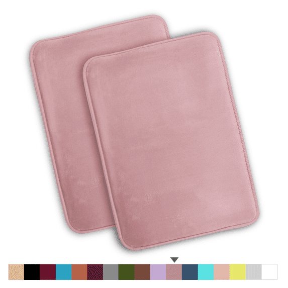ComfiTime 2 Piece Bathroom Rugs Set – Thick Memory Foam, Non-Slip Bath Mat, Soft Plush Velvet Top, Ultra Absorbent, Small, Large & Long Rugs for Bathroom Floor, Mauve, 17*24, 2PCS