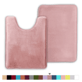 thumbnail image 1 of ComfiTime 2 Piece Bathroom Rugs Set – Thick Memory Foam, Non-Slip Bath Mat, Soft Plush Velvet Top, Ultra Absorbent, Small, Large & Long Rugs for Bathroom Floor, Mauve, 17*24 & Contour Rug, 1 of 11