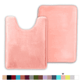 thumbnail image 1 of ComfiTime 2 Piece Bathroom Rugs Set – Thick Memory Foam, Non-Slip Bath Mat, Soft Plush Velvet Top, Ultra Absorbent, Small, Large & Long Rugs for Bathroom Floor, Peach, 17*24 & U, 1 of 11