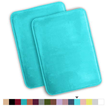 ComfiTime 2 Piece Bathroom Rugs Set – Thick Memory Foam, Non-Slip Bath Mat, Soft Plush Velvet Top, Ultra Absorbent, Small, Large & Long Rugs for Bathroom Floor, Teal, 20*32, 2PCS