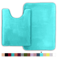 thumbnail image 1 of ComfiTime 2 Piece Bathroom Rugs Set – Thick Memory Foam, Non-Slip Bath Mat, Soft Plush Velvet Top, Ultra Absorbent, Small, Large & Long Rugs for Bathroom Floor, Teal, 20*32 & U, 1 of 11