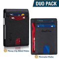 thumbnail image 1 of ComfiTime 2-Piece Slim Mens Wallet Set - RFID Wallets for Men & Women, Genuine Leather Front Pocket Wallets w/ Money Clip, Small Thin Travel Bifold Wallet w/ Gift Box, Black, 1 of 12