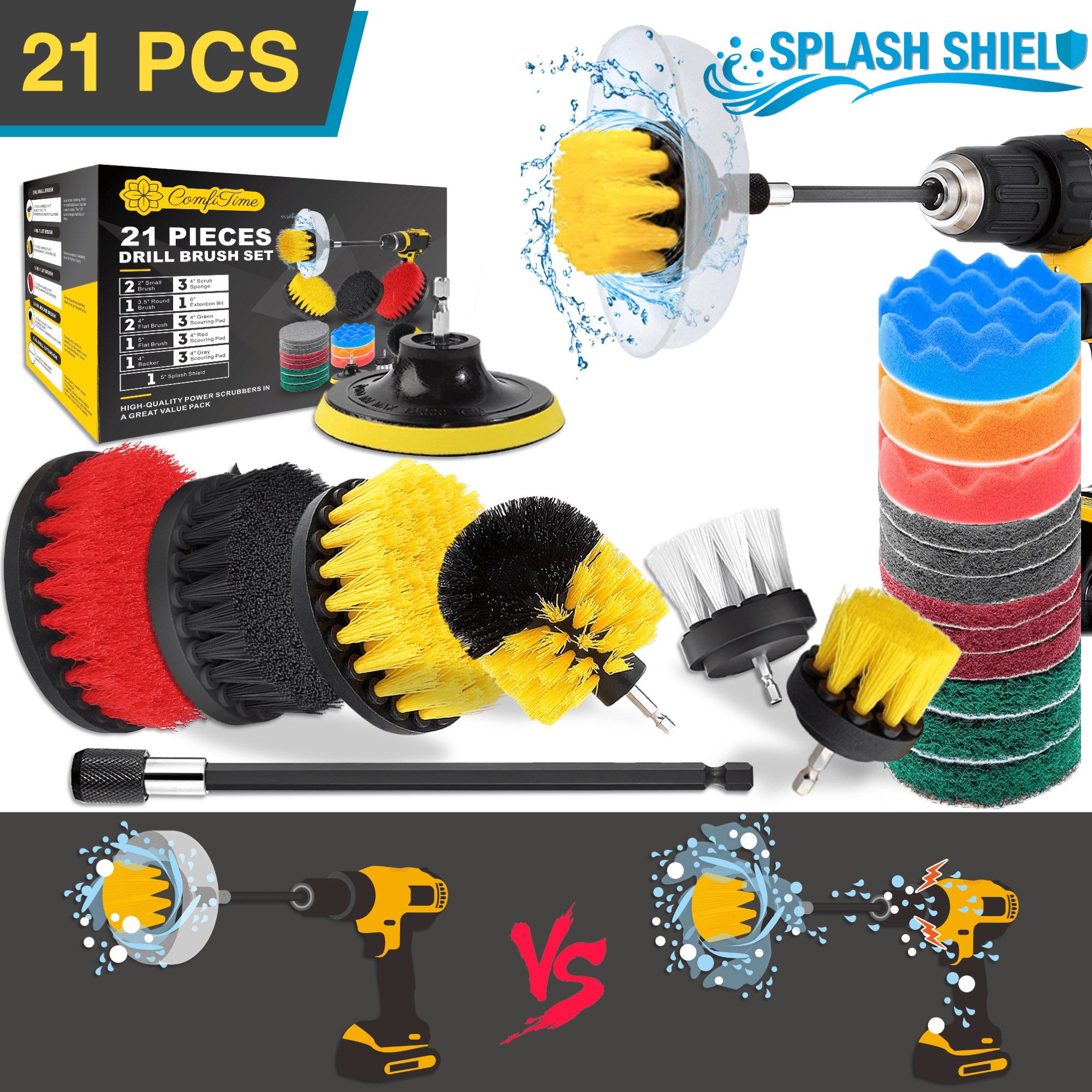 11 Pieces Drill Brush Attachment Set .BP PRO Scrub Brush Power Scrubber  Drill Brush Kit Scouring Pad .Cleaning Kit for Bathroom, Toilet, Grout,  Floor