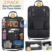 ComfiTime 2Pack Car Seat Organizer,Waterproof Car Backseat Organizer W/ 10  Tablet Holder Cup Holder for Kids,10 Pockets Backseat Organizer Protector Kick Mats,Car Accessories for Men / Women