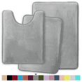 thumbnail image 1 of ComfiTime 3 Piece Bathroom Rugs Set – Thick Memory Foam, Non-Slip Bath Mat, Soft Plush Velvet Top, Ultra Absorbent, Small, Large & Long Rugs for Bathroom Floor with Contour Rug, Gray, 1 of 12