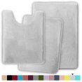 thumbnail image 1 of ComfiTime 3 Piece Bathroom Rugs Set – Thick Memory Foam, Non-Slip Bath Mat, Soft Plush Velvet Top, Ultra Absorbent, Small, Large & Long Rugs for Bathroom Floor with Contour Rug, Soft Gray, 1 of 12