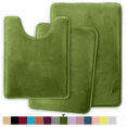 thumbnail image 1 of ComfiTime 3 Piece Bathroom Rugs Set – Thick Memory Foam, Non-Slip Bath Mat, Soft Plush Velvet Top, Ultra Absorbent, Small, Large & Long Rugs for Bathroom Floor with Contour Rug, Green, 1 of 12