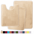 thumbnail image 1 of ComfiTime 3 Piece Bathroom Rugs Set – Thick Memory Foam, Non-Slip Bath Mat, Soft Plush Velvet Top, Ultra Absorbent, Small, Large & Long Rugs for Bathroom Floor with Contour Rug, Beige, 1 of 12