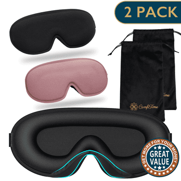 ComfiTime 3D Sleep Mask - 100% Blackout Eye Mask for Sleeping, Eye Covers for Men,Women,Kids, Contour Blindfold with Nose Baffle, Soft & Lightweight Sleep Eye Blinders , Latex-Free