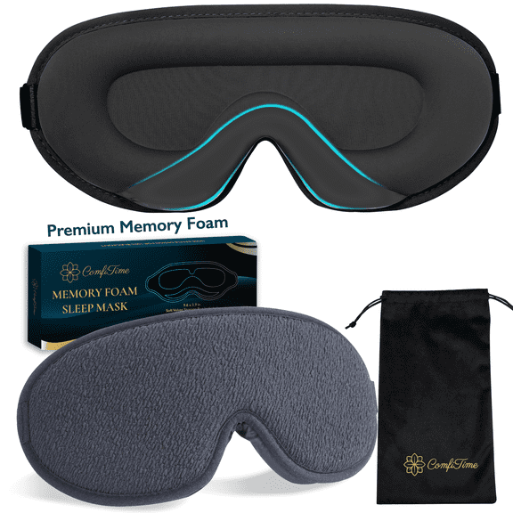 ComfiTime 3D Sleep Mask - 100% Blackout Eye Mask for Sleeping, Eye Covers for Men,Women,Kids, Contour Blindfold with Nose Baffle, Soft & Lightweight Sleep Eye Blinders , Latex-Free, Black