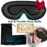 ComfiTime 3D Sleep Mask - 100% Blackout Eye Mask for Sleeping, Eye Covers for Men,Women,Kids, Contour Blindfold with Nose Baffle, Soft & Lightweight Sleep Eye Blinders , Latex-Free, Black