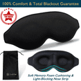 thumbnail image 1 of ComfiTime Memory Foam Sleep Mask - 100% Blackout 3D Eye Mask for Sleeping, Eye Covers for Men & Women, Contour Blindfold with Nose Baffle for Adult, Soft Travel Eye Blinders Night Mask, Black, 1 of 11