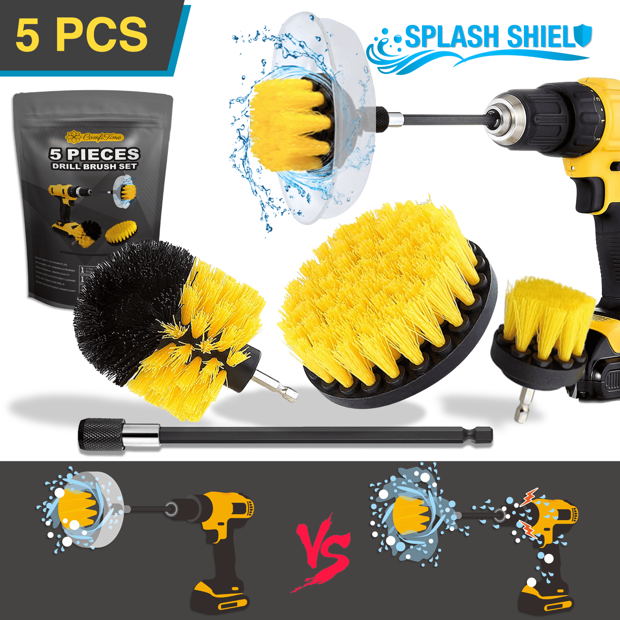 Power Drill Brush Attachment - Grout Cleaner For Tile Floors Drill Brush Set  Bathroom Cleaner For Pool Tile Tub Shower Scrubber For Cleaning - Kitchen Scrub  Brush Car Wash Brush Drill Attachment - Temu