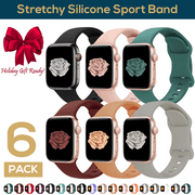 ComfiTime 6Pack Apple Watch Band – Stretchy iWatch Sport Bands 38/40/41/42/44/45 mm for Women & Men, Silicone Apple Watch Strap ,iphone Watch Band for Series 9 8 7 6 5 4 3 2 1 SE