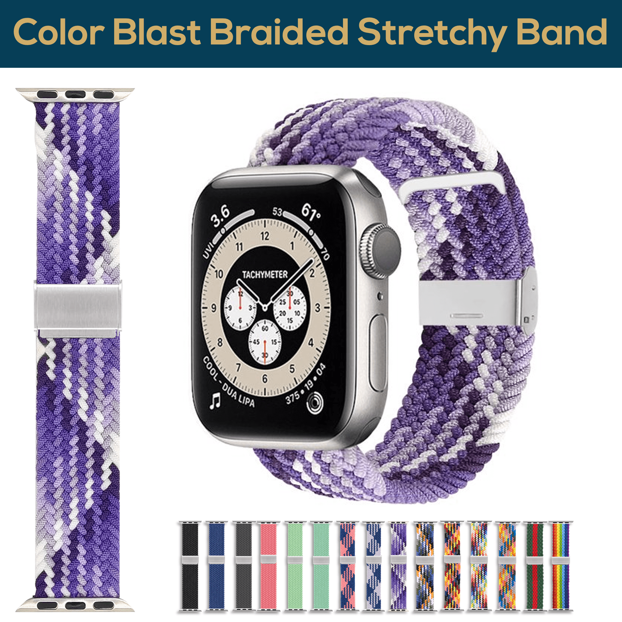 ComfiTime Apple Watch Band Stretchy Braided Apple Watch Sport Band 38