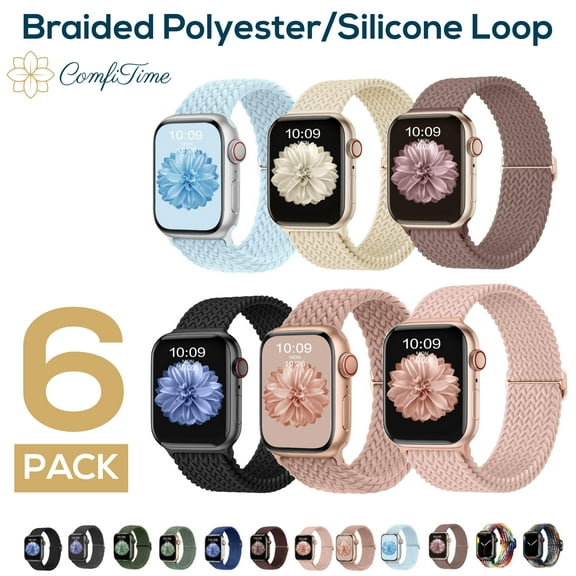 ComfiTime Apple Watch Band – Stretchy Braided iWatch Sport Band 38mm 40mm 41mm 42mm 44mm 45mm for Men & Women, Breathable Elastic Apple Watch Strap for Series SE 9 8 7 6 5 4 3 2 1