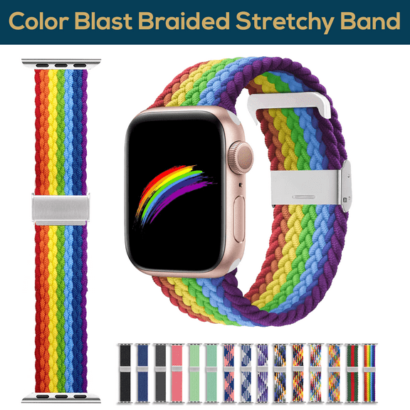 ComfiTime Apple Watch Band – Stretchy Braided iWatch Sport Band 38mm 40mm 41mm 42mm 44mm 45mm for Men & Women, Breathable Elastic Apple Watch Wristbands Strap for Series SE 9 8 7 6 5 4 3 2 1