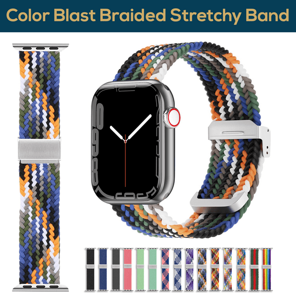 ComfiTime Apple Watch Band – Stretchy Braided iWatch Sport Band 38mm 40mm 41mm 42mm 44mm 45mm for Men & Women, Breathable Elastic Apple Watch Wristbands Strap for Series SE 8 7 6 5 4 3 2 1