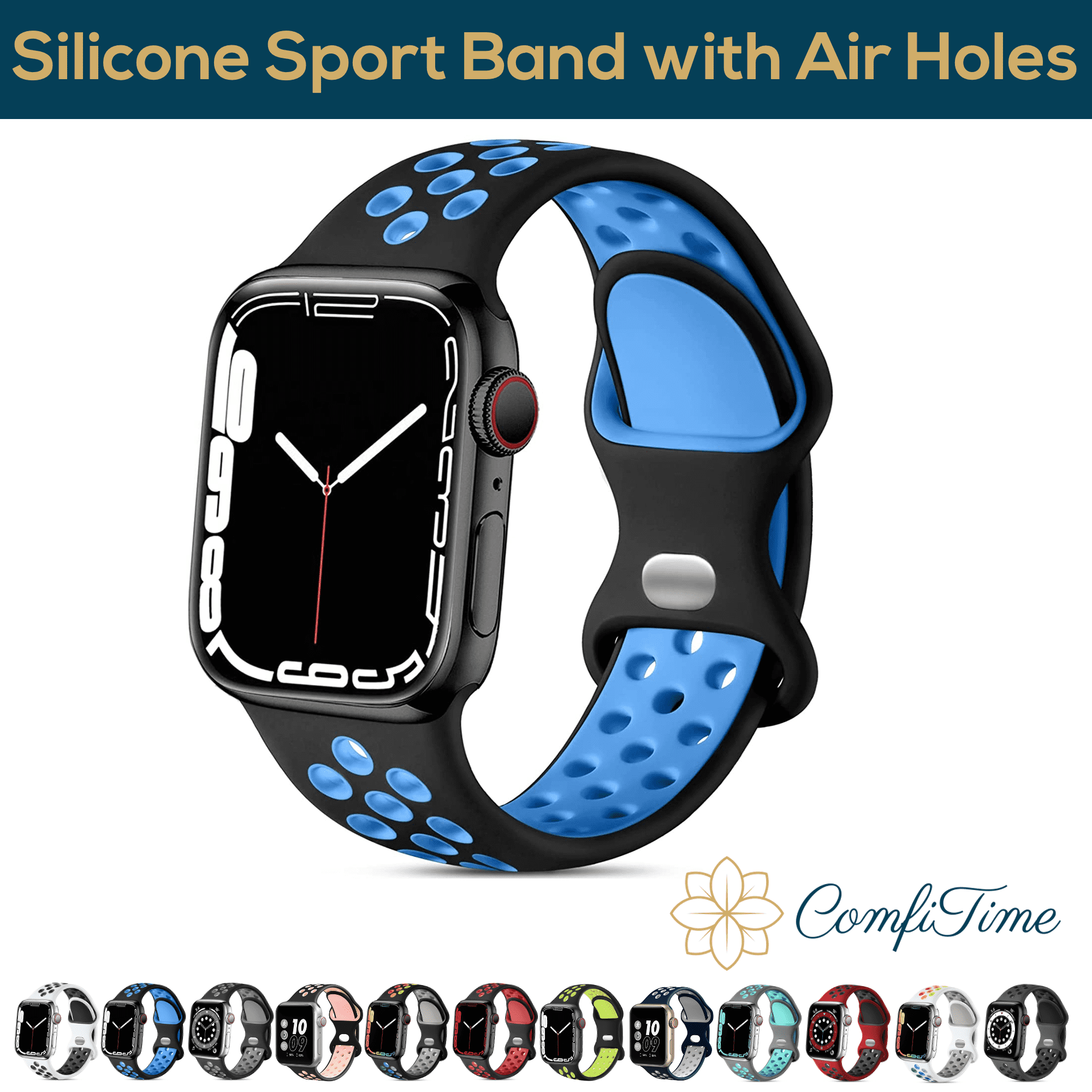 3 PACK Silicone Sport Band Strap for Apple Watch 9 8 7 6 5 4 SE  42/40/44/41/45mm