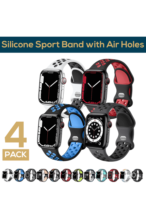 Apple Watch Band – Stretchy iWatch Bands 38/40/41/42/44/45/49 mm for Women & Men, Breathable Silicone Apple Watch Sport Bands, iPhone Watch Strap for Series SE 9 8 7 6 5 4 3 2 1