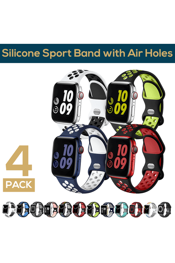 Apple Watch Band – Stretchy iWatch Bands 38/40/41/42/44/45/49 mm for Women & Men, Breathable Silicone Apple Watch Sport Bands, iPhone Watch Strap for Series SE 9 8 7 6 5 4 3 2 1 Ultra1 2