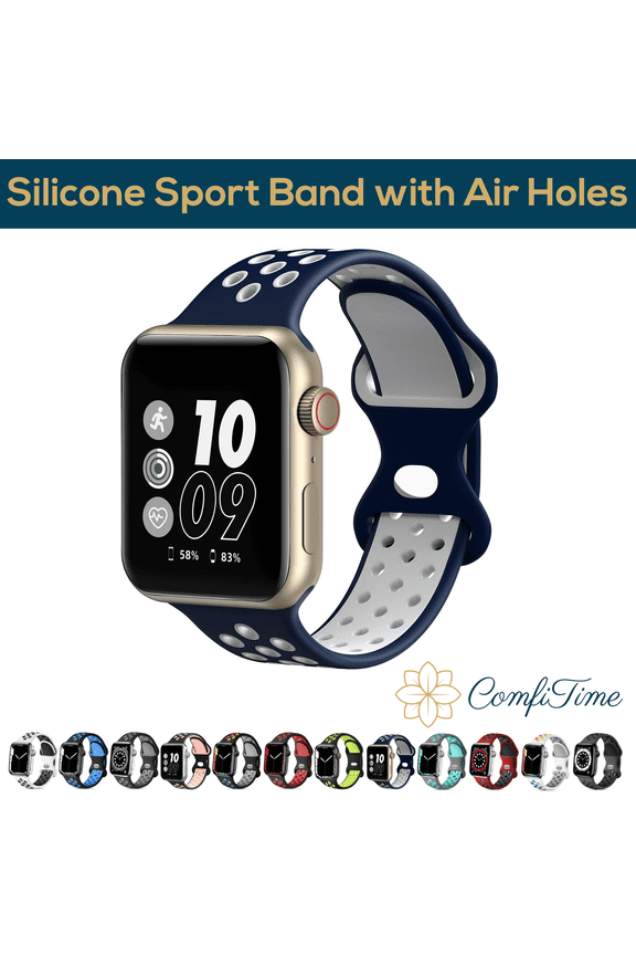 Apple Watch Band – Stretchy iWatch Sport Bands 38mm 40mm 41mm 42mm 44mm 45 mm for Women & Men, Breathable Silicone Bracelet Apple Watch Strap for Series SE 9 8 7 6 5 4 3 2 1 & Ultra 1 2