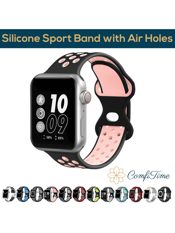 Apple Watch Band – Stretchy iWatch Sport Bands 38mm 40mm 41mm 42mm 44mm 45 mm for Women & Men, Breathable Silicone Bracelet Apple Watch Strap for Series SE 9 8 7 6 5 4 3 2 1 & Ultra 1 2