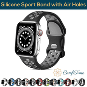 ComfiTime Apple Watch Band – Stretchy iWatch Sport Bands 38mm 40mm 41mm 42mm 44mm 45 mm for Women & Men, Breathable Silicone Bracelet Apple Watch Strap for Seri