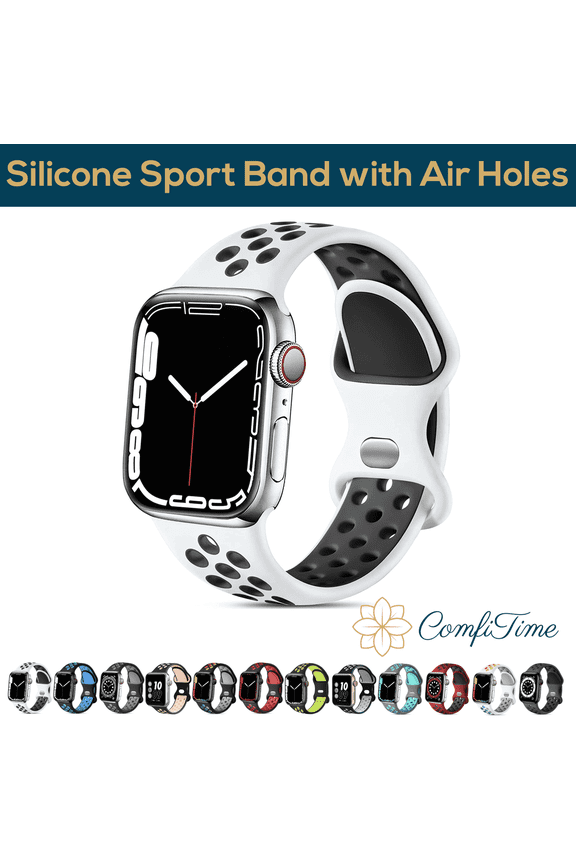 Apple Watch Band – Stretchy iWatch Sport Bands 38mm 40mm 41mm 42mm 44mm 45 mm for Women & Men, Breathable Silicone Bracelet Apple Watch Strap for Series SE 9 8 7 6 5 4 3 2 1