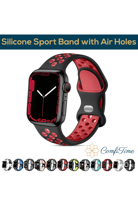 Apple Watch Band – Stretchy iWatch Sport Bands 38mm 40mm 41mm 42mm 44mm 45 mm for Women & Men, Breathable Silicone Bracelet Apple Watch Strap for Series SE 9 8 7 6 5 4 3 2 1 & Ultra 1 2