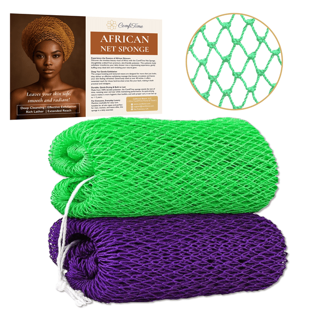 ComfiTime Authentic African Net Sponge – 2Pack Stretchable Exfoliating ...