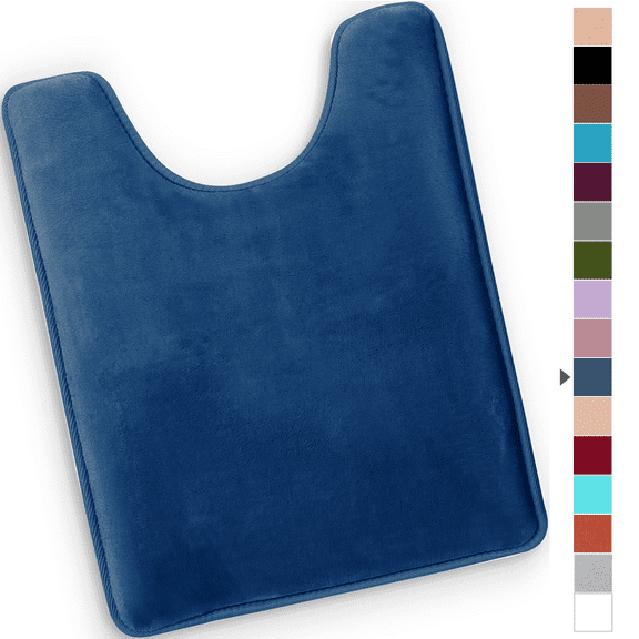 ComfiTime Bathroom Contour Rugs – 1 inch Thick Memory Foam, 20" x 23" Bath Mat for Toliet, Soft Plush Velvet Top, Non-Slip,Ultra Absorbent, Small, Large & Long Rugs for Bathroom Floor, Navy