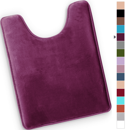 ComfiTime Bathroom Contour Rugs – 1 inch Thick Memory Foam, 20" x 23" Bath Mat for Toliet, Soft Plush Velvet Top, Non-Slip,Ultra Absorbent, Small, Large & Long Rugs for Bathroom Floor, Eggplant