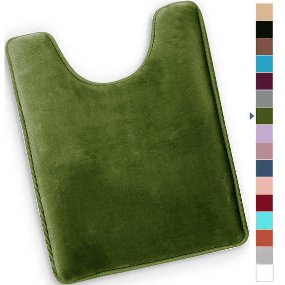 ComfiTime Bathroom Contour Rugs – 1 inch Thick Memory Foam, 20" x 23" Bath Mat for Toliet, Soft Plush Velvet Top, Non-Slip,Ultra Absorbent, Small, Large & Long Rugs for Bathroom Floor, Green