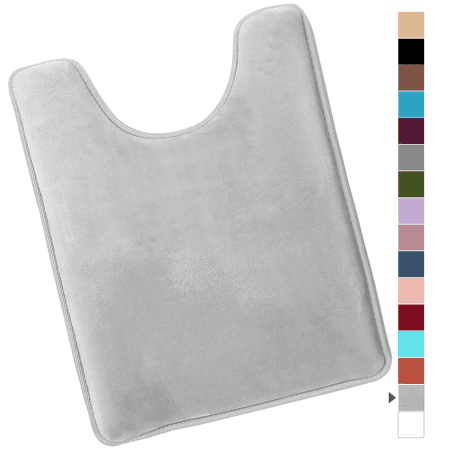 ComfiTime Bathroom Contour Rugs – 1 inch Thick Memory Foam, 20" x 23" Bath Mat for Toliet, Soft Plush Velvet Top, Non-Slip,Ultra Absorbent, Small, Large & Long Rugs for Bathroom Floor, Soft Gray