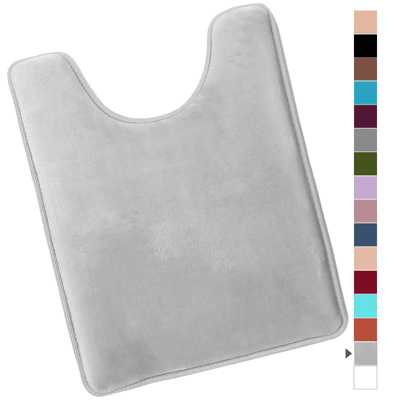 ComfiTime Bathroom Contour Rugs – 1 inch Thick Memory Foam, 20" x 23" Bath Mat for Toliet, Soft Plush Velvet Top, Non-Slip,Ultra Absorbent, Small, Large & Long Rugs for Bathroom Floor, Soft Gray