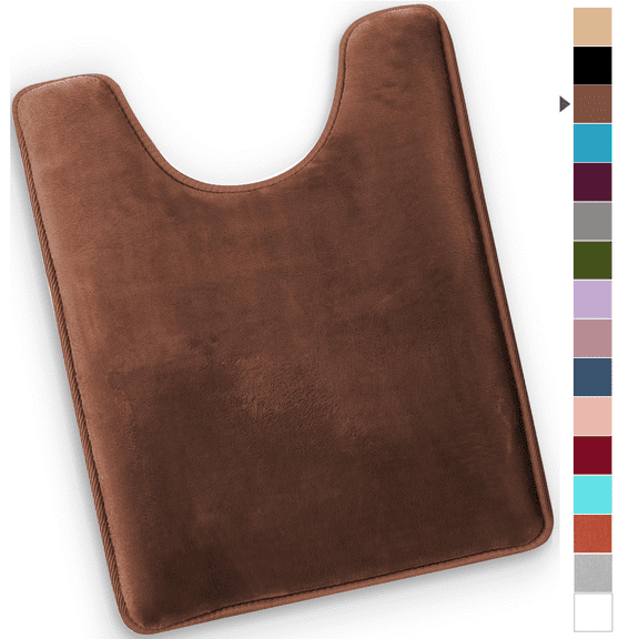 ComfiTime Bathroom Contour Rugs – 1 inch Thick Memory Foam, 20" x 23" Bath Mat for Toliet, Soft Plush Velvet Top, Non-Slip,Ultra Absorbent, Small, Large & Long Rugs for Bathroom Floor, Brown