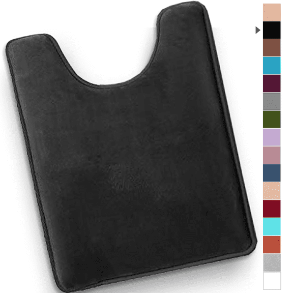 ComfiTime Bathroom Contour Rugs – 1 inch Thick Memory Foam, 20" x 23" Bath Mat for Toliet, Soft Plush Velvet Top, Non-Slip,Ultra Absorbent, Small, Large & Long Rugs for Bathroom Floor, Black