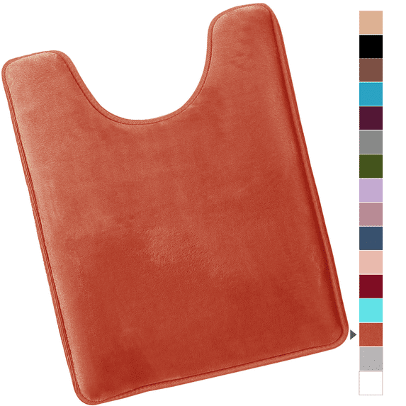 ComfiTime Bathroom Contour Rugs – 1 inch Thick Memory Foam, 20" x 23" Bath Mat for Toliet, Soft Plush Velvet Top, Non-Slip,Ultra Absorbent, Small, Large & Long Rugs for Bathroom Floor, Coral