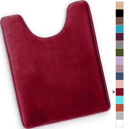 ComfiTime Bathroom Contour Rugs – 1 inch Thick Memory Foam, 20" x 23" Bath Mat for Toliet, Soft Plush Velvet Top, Non-Slip,Ultra Absorbent, Small, Large & Long Rugs for Bathroom Floor, Burgundy
