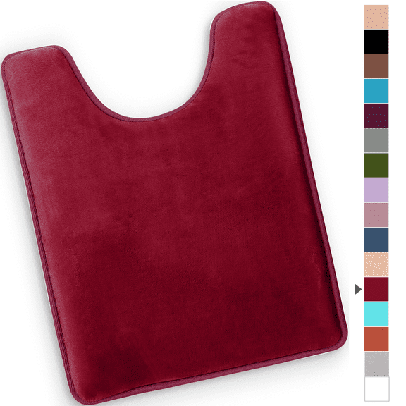 ComfiTime Bathroom Contour Rugs – 1 inch Thick Memory Foam, 20" x 23" Bath Mat for Toliet, Soft Plush Velvet Top, Non-Slip,Ultra Absorbent, Small, Large & Long Rugs for Bathroom Floor, Burgundy
